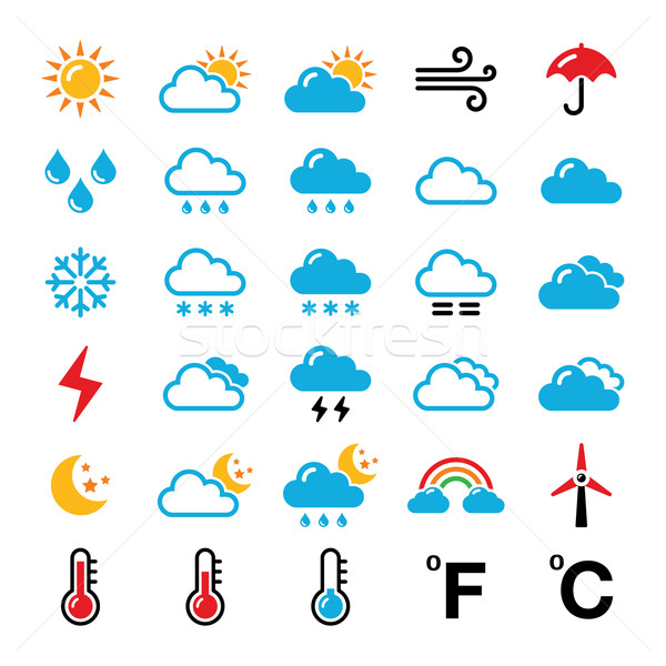 Weather forecast colorful vector icons set Stock photo © RedKoala