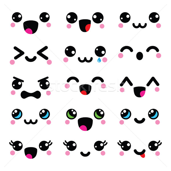 Kawaii cute faces, Kawaii emoticons, adorable characters design Stock photo © RedKoala