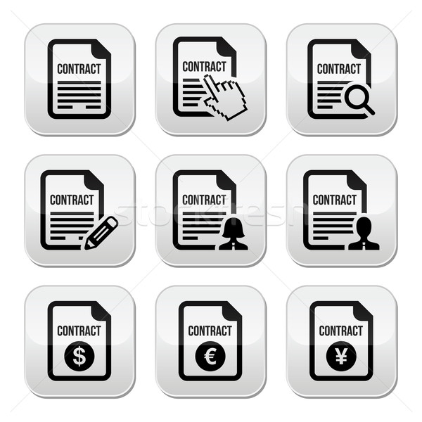 Business or work contract signing vector buttons set Stock photo © RedKoala