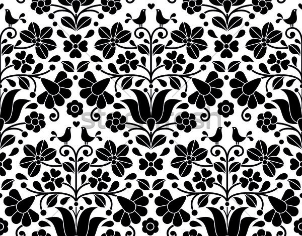 Hungarian folk art seamless background - Kalocsa floral embroidery design Stock photo © RedKoala