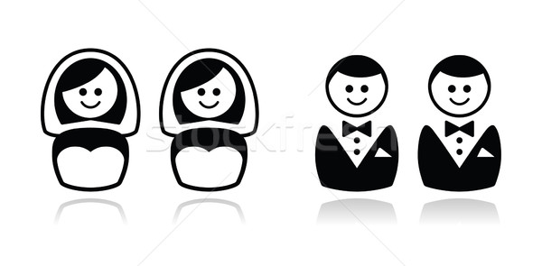 Gay / lesbian wedding  icons set Stock photo © RedKoala