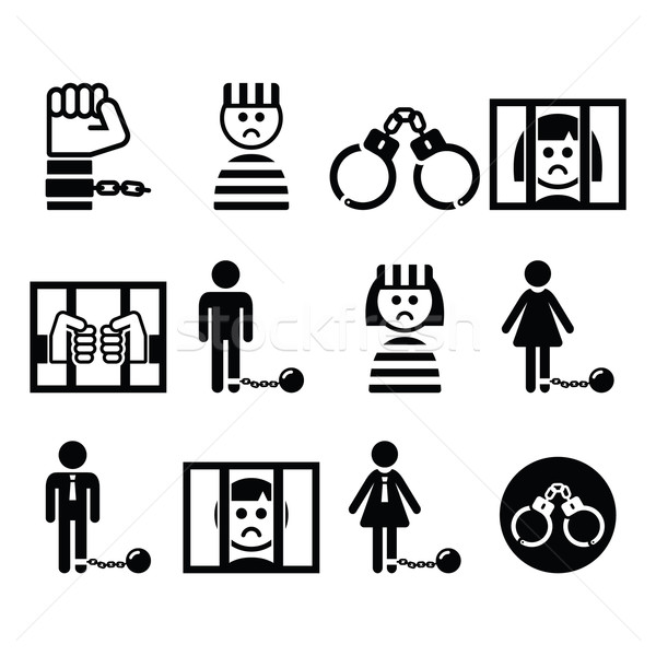  Prisoner, crime, slavery vector icons set  Stock photo © RedKoala