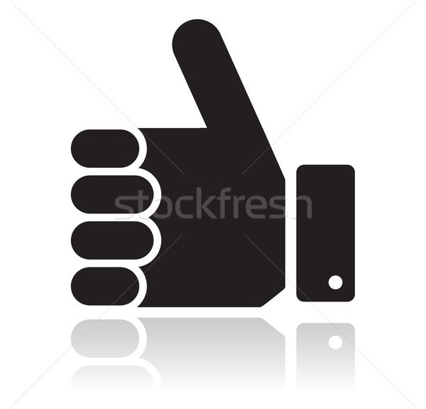 Stock photo: Thumb up black glossy icon
