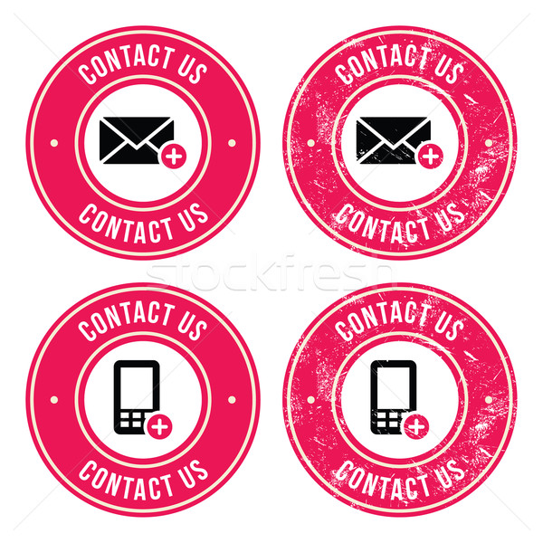 Contact us retro old labels with phone, email icon Stock photo © RedKoala