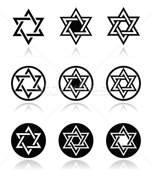 Stock photo: Jewish, Star of David icons set isolated on white 
