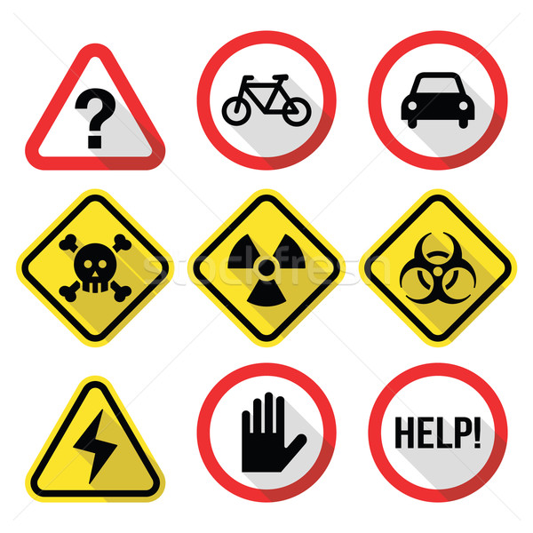 Warning signs - danger, risk, stress - flat design  Stock photo © RedKoala