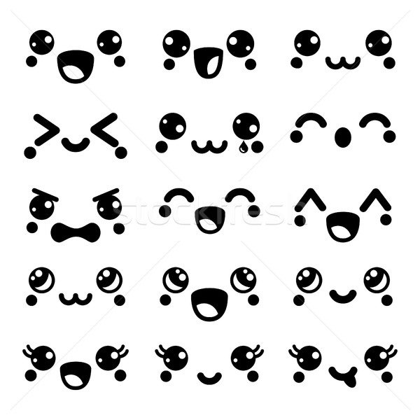 Kawaii cute faces, happy Kawaii emoticons, adorable characters design Stock photo © RedKoala