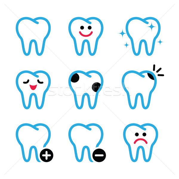 Tooth , teeth vector icons set in color Stock photo © RedKoala