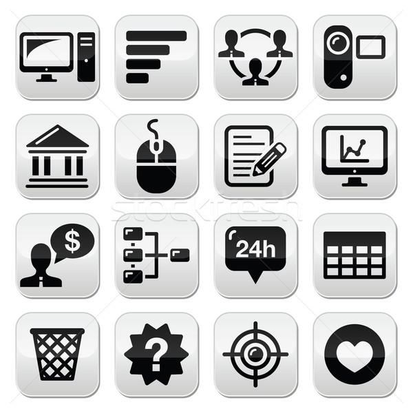 Stock photo: Website menu navigation black vector buttons set