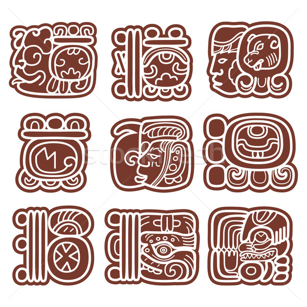 Mayan glyphs, writing system and languge vector design     Stock photo © RedKoala