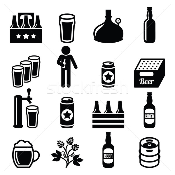 Beer, brewery, pub vector icons set Stock photo © RedKoala