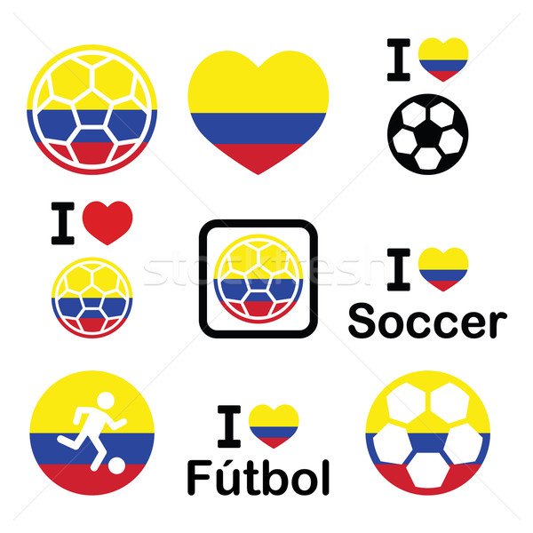 I love Colombian football, soccer icons set Stock photo © RedKoala