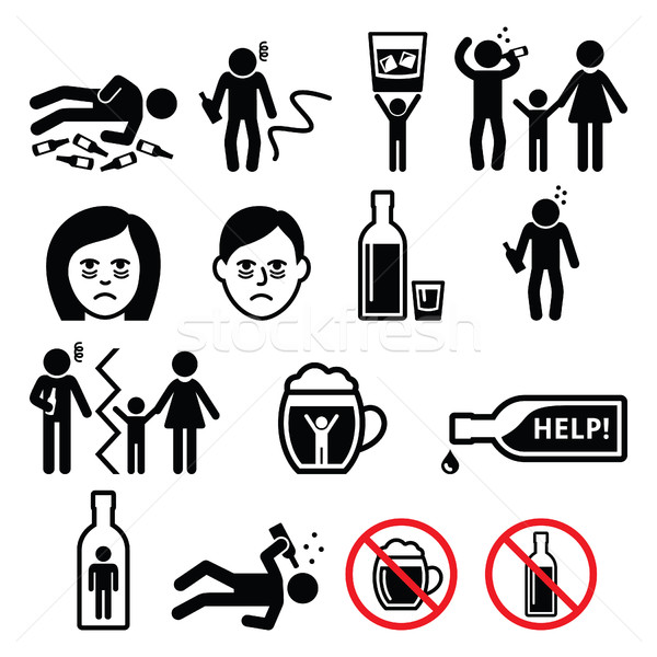 ストックフォト: アルコール依存症 · 酔っ · 男 · アルコール · アイコン