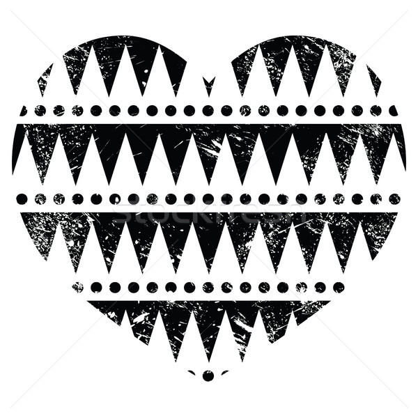 Aztec tribal pattern heart - retro, grunge style Stock photo © RedKoala