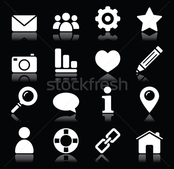 Website menu navigation white icons on black Stock photo © RedKoala