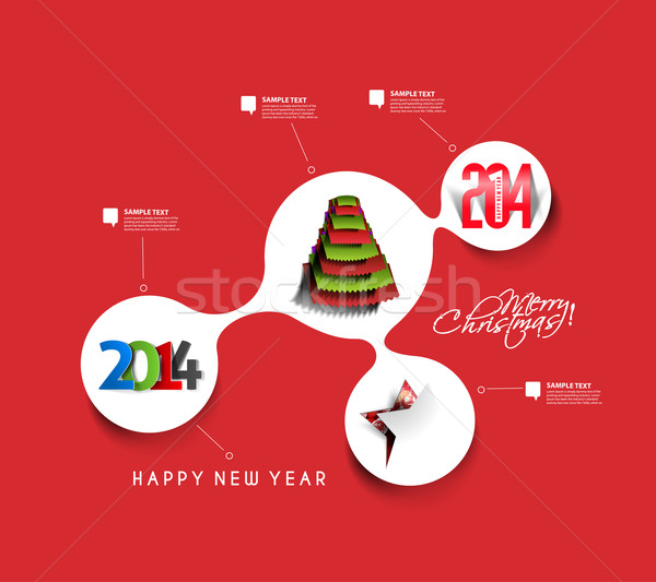 [[stock_photo]]: Noël · nouvelle · année · temps · ligne · design · heureux