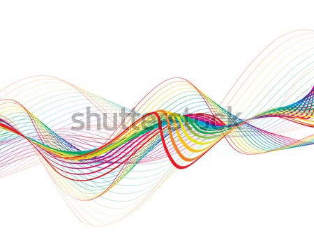 Arco iris ola línea resumen muestra texto Foto stock © redshinestudio