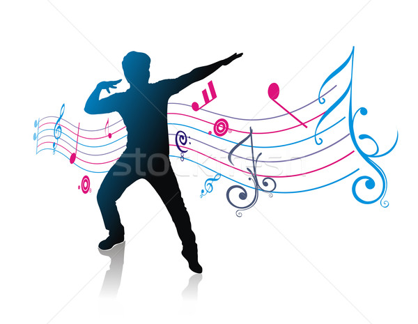 Muzică tânăr se bucura nota om abstract Imagine de stoc © redshinestudio