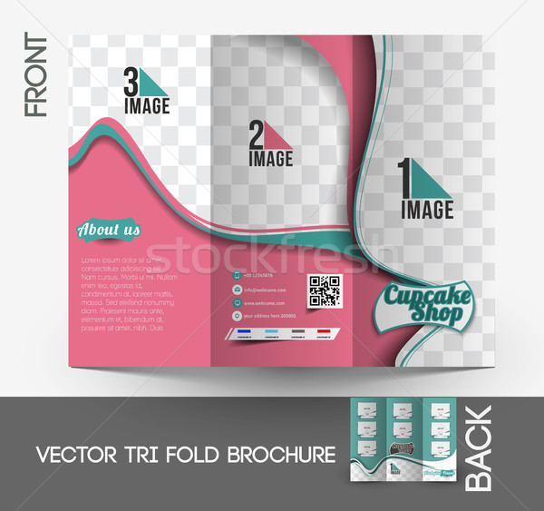 Cup Cake Shop Tri-Fold Brochure Stock photo © redshinestudio