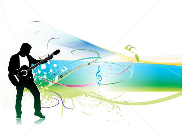 silhouette music men play a guitar Stock photo © redshinestudio