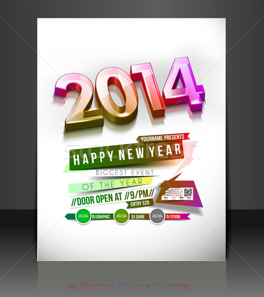 Nieuwjaar partij flyer poster dekken sjabloon Stockfoto © redshinestudio
