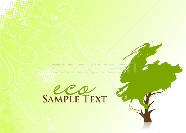 Verde eco copac mână trage vector Imagine de stoc © redshinestudio
