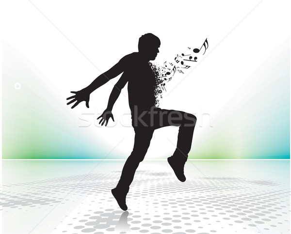 Muzică tânăr se bucura nota om abstract Imagine de stoc © redshinestudio