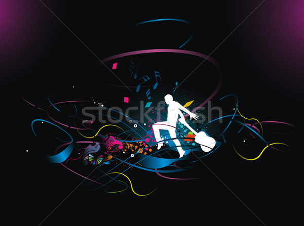 Muziek silhouet mannen golf lijn geen Stockfoto © redshinestudio