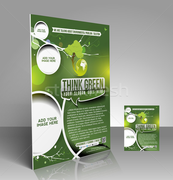 Eco crede verde Flyer poster sablon Imagine de stoc © redshinestudio