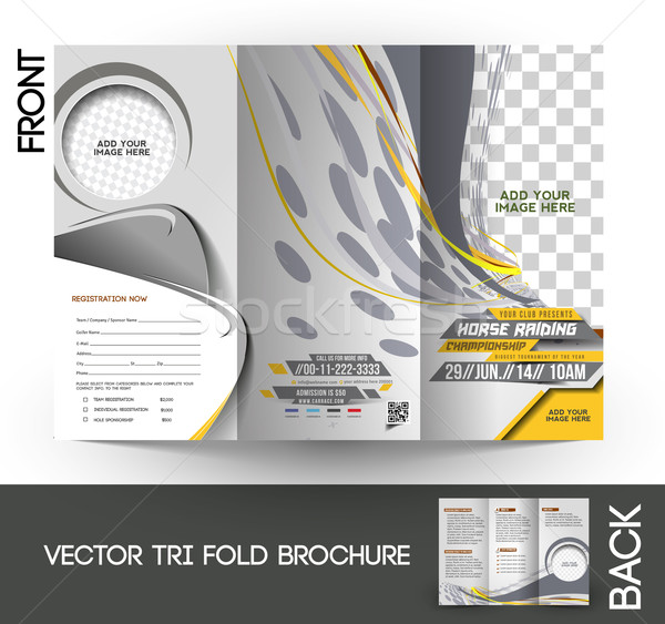 Horse Riding Tri-Fold Brochure Stock photo © redshinestudio