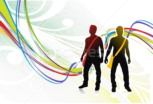  illustration young student silhouetted Stock photo © redshinestudio