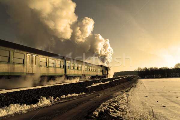 Eski Retro buhar tren bağbozumu Stok fotoğraf © remik44992