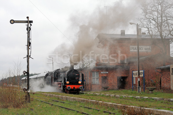 Edad retro vapor tren pequeño estación Foto stock © remik44992