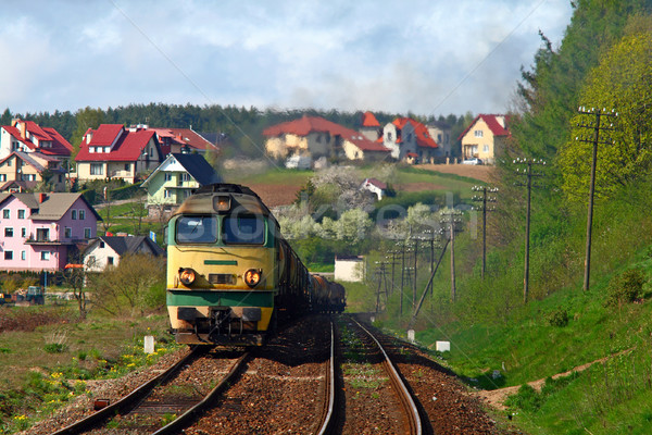 Diesel trem escalada para cima colina verão Foto stock © remik44992