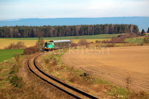 Tren diesel locomotora soleado paisaje Foto stock © remik44992