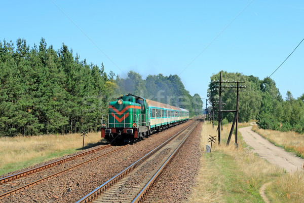 Passenger train passing through countryside Stock photo © remik44992