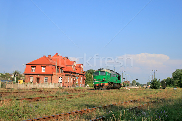 Сток-фото: дизельный · локомотив · здании · лет · зеленый · архитектура