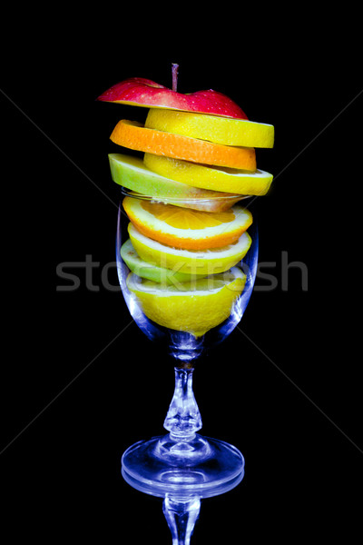 Сток-фото: фрукты · коктейль · изолированный · черный · продовольствие · пить