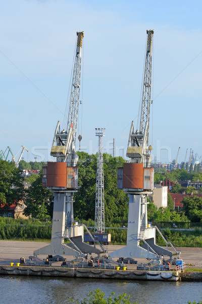 Stock photo: Cranes in a harbour