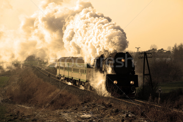 Eski Retro buhar tren bağbozumu Stok fotoğraf © remik44992