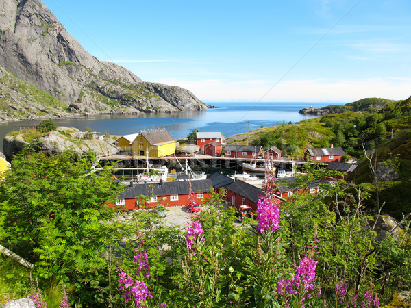 ストックフォト: ノルウェー · 風景 · 絵のように美しい · 村 · ビーチ · 自然