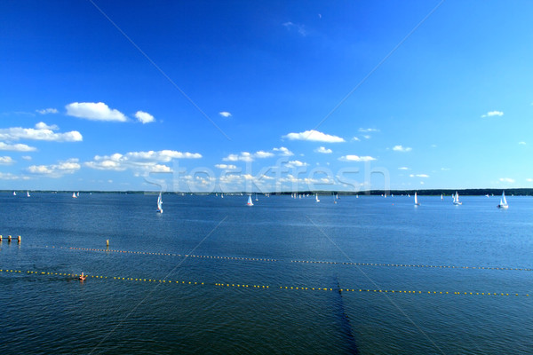 Stock photo: Lake and sailboats