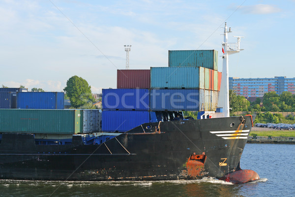 Elöl konténerhajó nagy kikötő nyitva tenger Stock fotó © remik44992