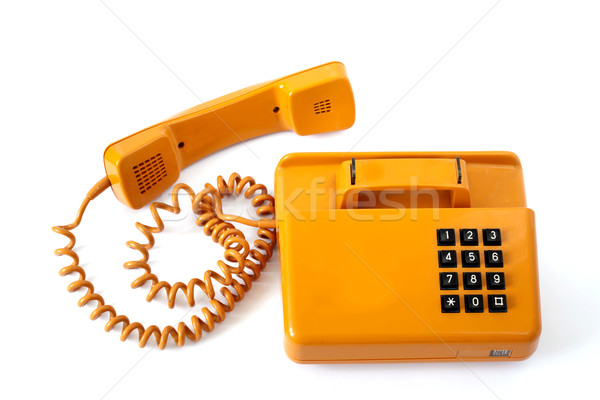 Alten Telefon orange Telefon isoliert weiß Stock foto © remik44992
