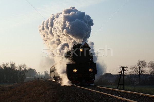 Vechi Retro Abur Tren Epocă Statie Imagine De Stoc