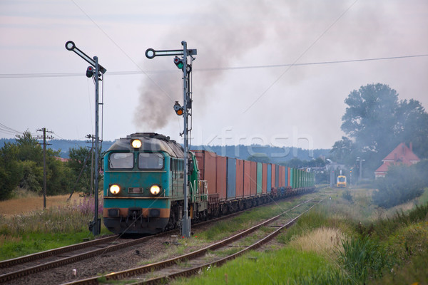 Diesel tren contenedor tema fotografía paisaje Foto stock © remik44992