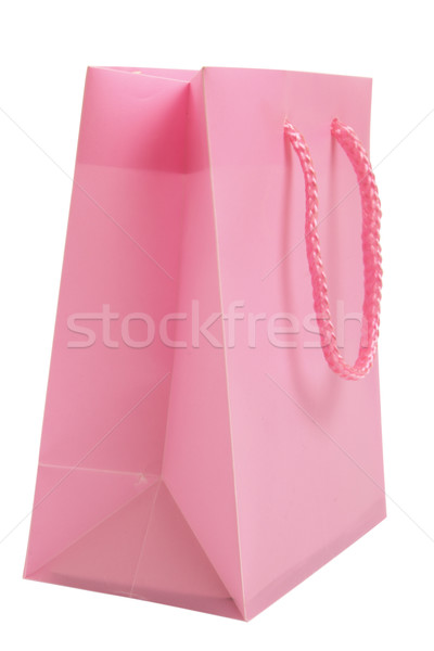 Foto stock: Rosa · bolsa · de · compras · isolado · branco · papel