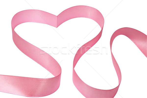 Foto stock: Corazón · rosa · cinta · símbolo · amor · blanco