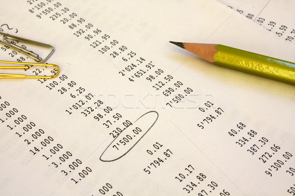 Ceruza pénzügyi beszámoló papír toll oktatás felirat Stock fotó © restyler