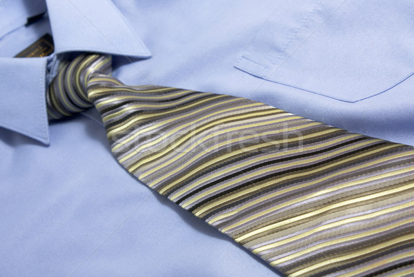 Foto stock: Empate · camisa · azul · cuello · negocios